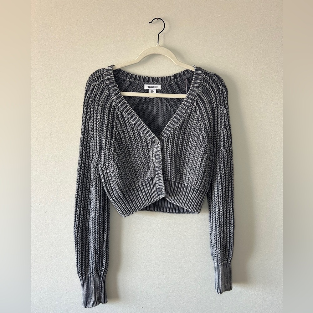 Grey/Blue V-Neck Button up Cardigan